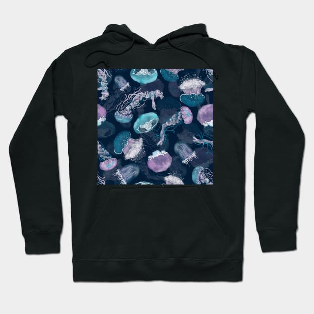 Floating Jellies Ocean Blue Hoodie by MSBoydston